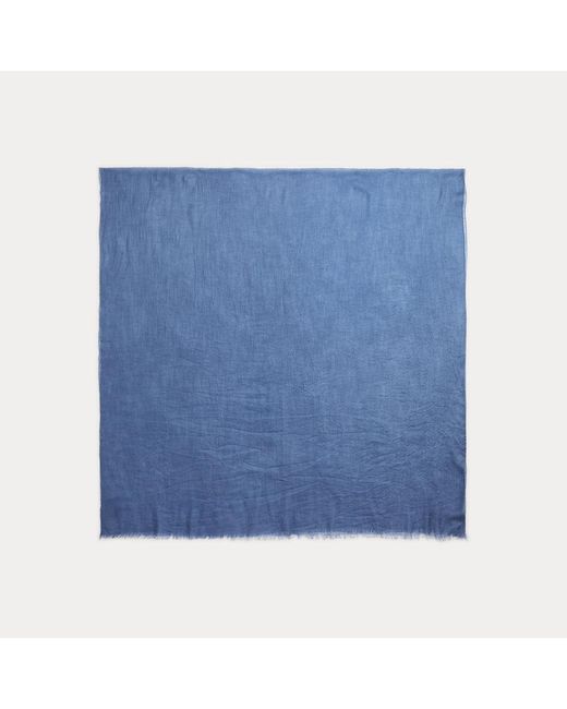 Polo Ralph Lauren Blue Fringe-trim Wool Scarf