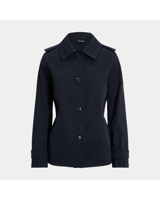 Ralph Lauren Blue Embroidered-Crest Twill Trench Coat