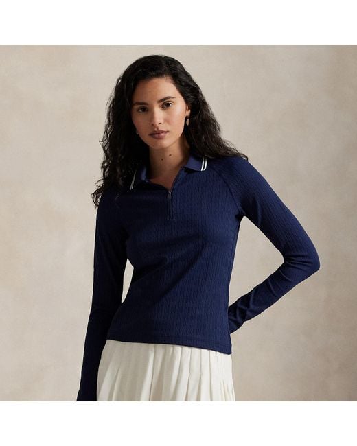 Ralph Lauren Blue Ralph Lauren Cable Quarter-Zip Long-Sleeve Polo Shirt
