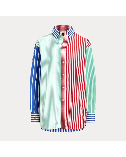 Camicia patchwork oversize in cotone di Polo Ralph Lauren in Blue