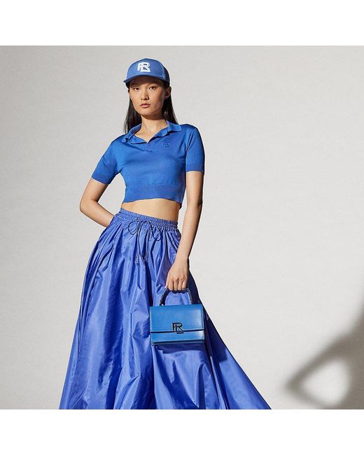 Ralph Lauren Collection Blue Emilien Silk Taffeta Skirt