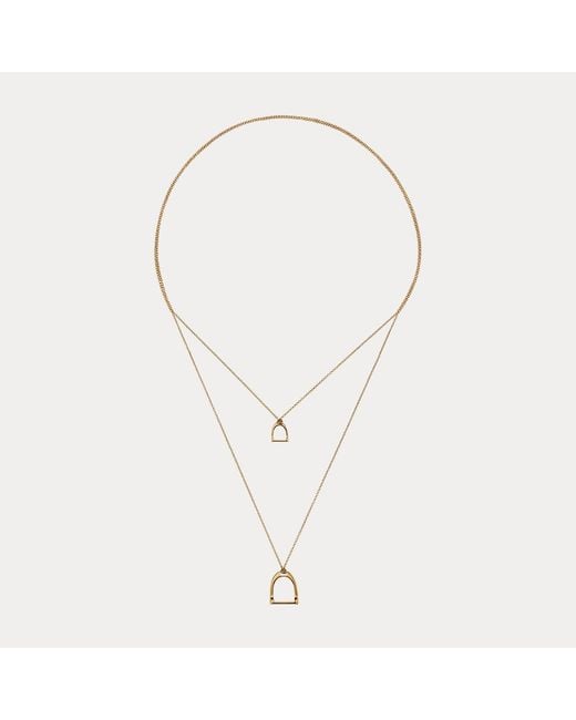Ralph Lauren Metallic Rose Double-Stirrup Lariat Necklace