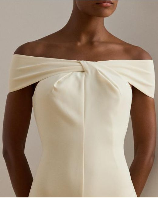Ralph Lauren Natural Twist-Front Crepe Cocktail Dress