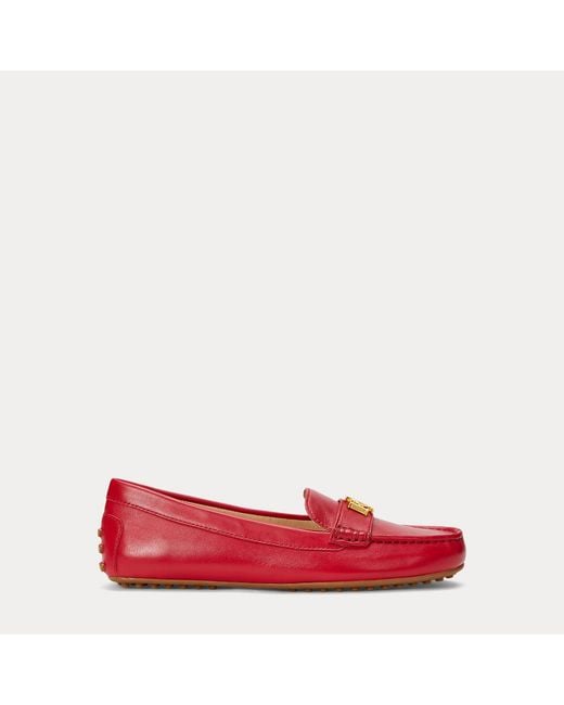 Ralph Lauren Red Barnsbury Nappa Leather Driver