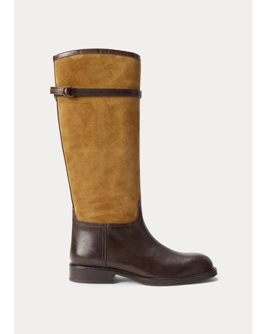 Bottes bicolores en daim et cuir Daim Polo Ralph Lauren en coloris Marron Lyst