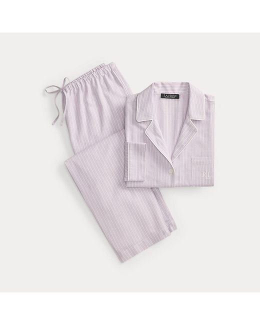 Ralph Lauren Purple Striped Brushed Twill Sleep Set