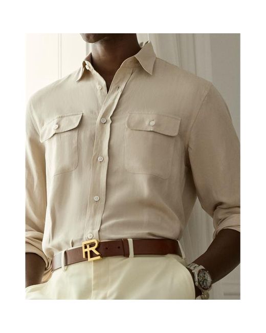 Camicia in seta e lino di Ralph Lauren in White da Uomo