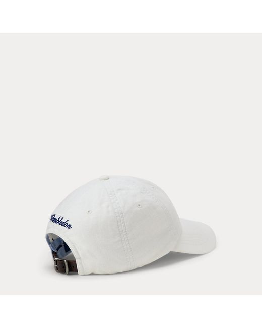 Polo Ralph Lauren White Wimbledon Crest Linen Cap for men