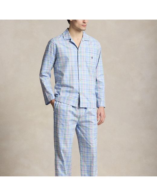 Polo Ralph Lauren Blue Monogram-Print Cotton Pyjama Set for men