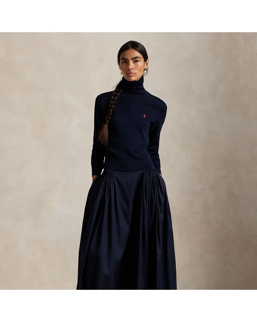 Polo Ralph Lauren Blue Cotton-Silk Faille Maxiskirt