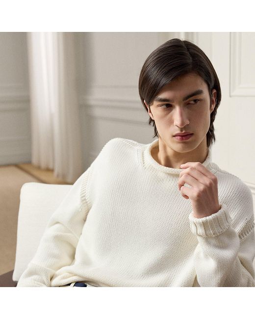 Ralph Lauren White Relaxed Fit Cotton Rollneck Jumper for men