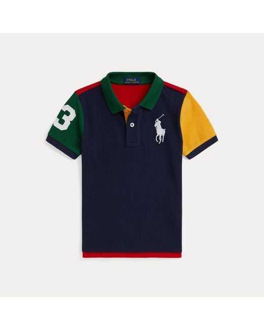 Polo Ralph Lauren Blue Ralph Lauren Boy's Big Pony Color-Blocked Mesh Polo Shirt for men