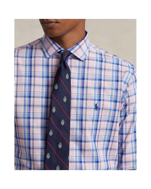 Polo Ralph Lauren Blue Custom Fit Gingham Stretch Poplin Shirt for men