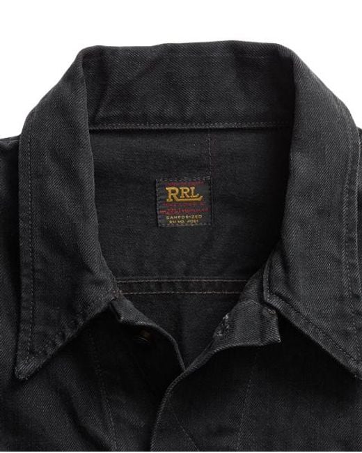 RRL Gedragen Zwart Denim Truckerjack in het Black voor heren