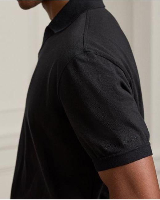 Ralph Lauren Black Cotton-Cashmere Piqué Polo Shirt for men