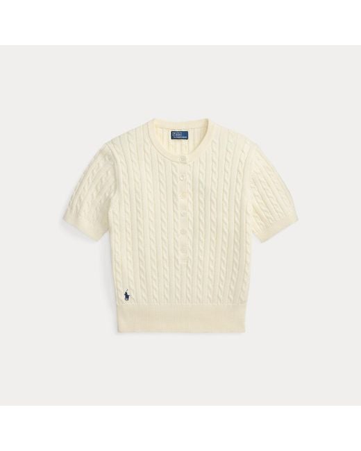 Polo Ralph Lauren Natural Mini-Cable Short-Sleeve Henley Jumper