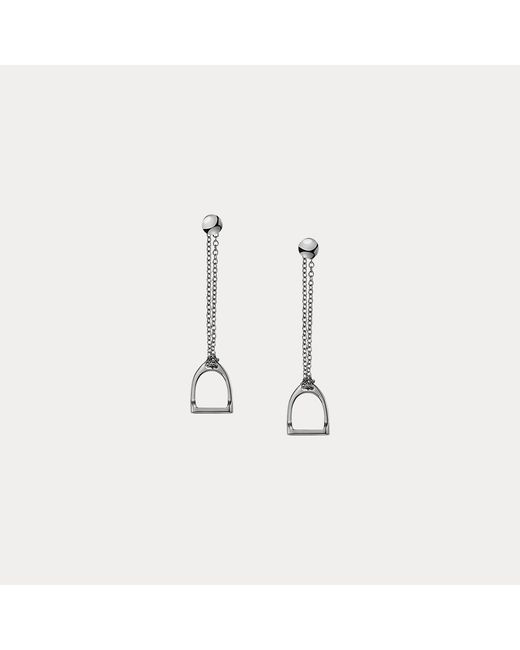 Ralph Lauren White Sterling Stirrup Chain Earrings