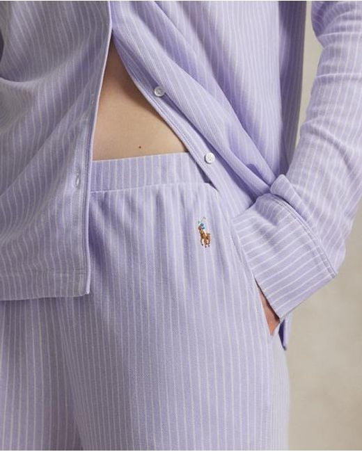 Polo Ralph Lauren Blue Langärmliger Jersey-Pyjama Mit Streifen