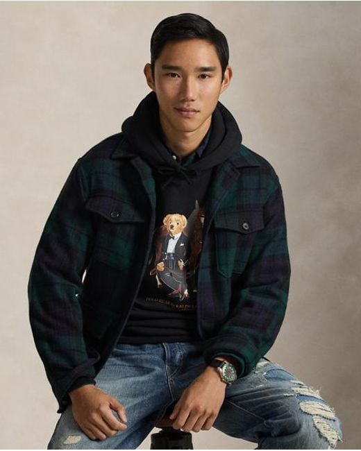 Polo Ralph Lauren Black Polo Bear Fleece Hoodie for men