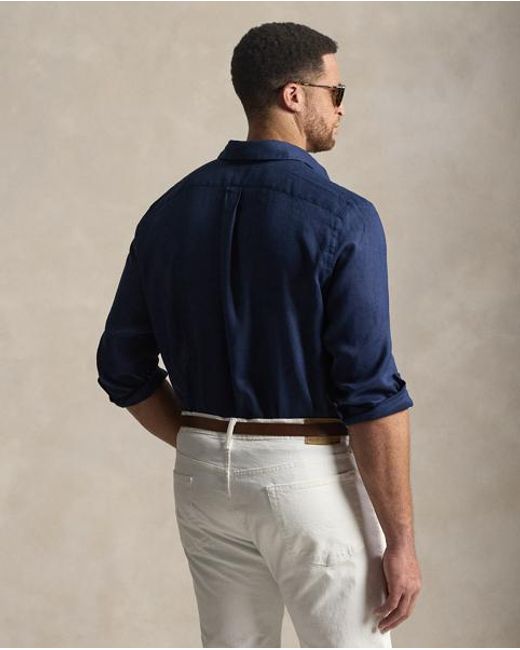 Ralph Lauren Blue Linen Shirt for men