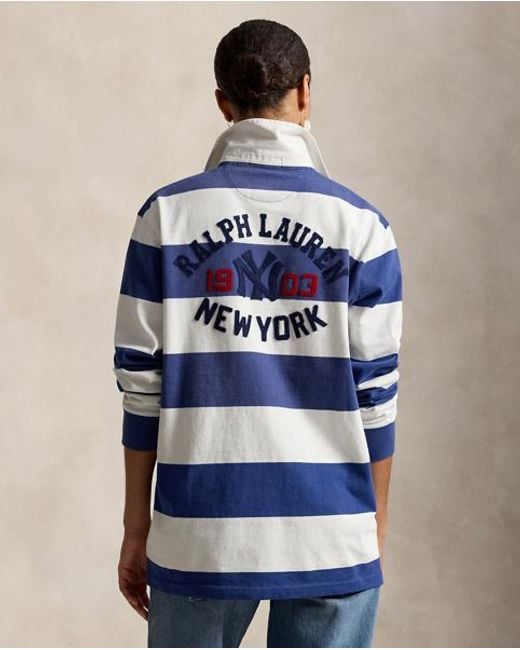 Polo Ralph Lauren Blue Polo Ralph Lauren Lauren Yankees Rugby Shirt for men