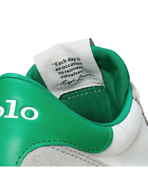 Polo Ralph Lauren Train 89 Sneaker Van Leer En Canvas in het Green