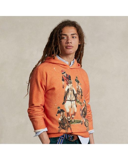Ralph Lauren Orange The Five Horsemen Hooded Sweater for men
