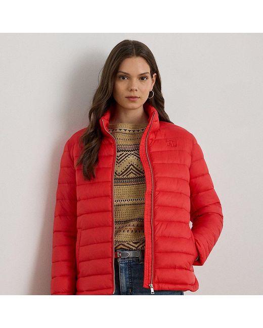 Giubbotto imbottito con collo a imbuto di Ralph Lauren in Red