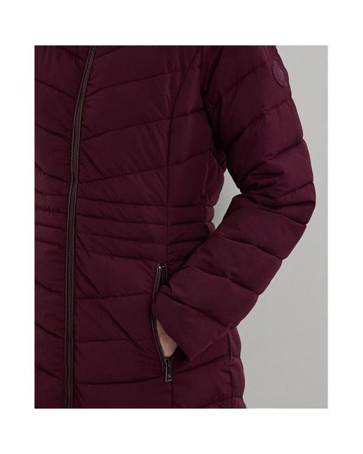 Ralph Lauren Red Chevron-quilted Hooded Jacket