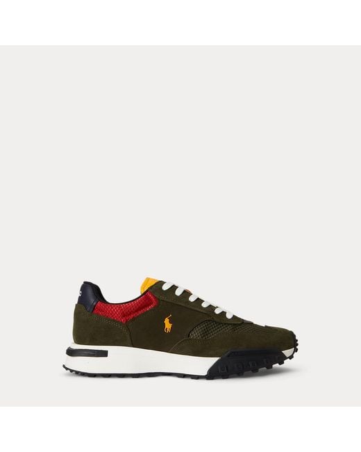 Polo Ralph Lauren Green Eldridge Suede-Panelled Trainer for men