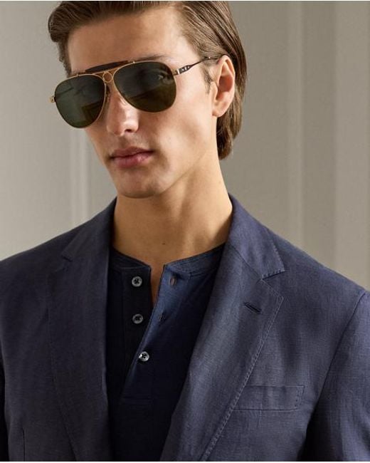 Ralph Lauren Blue Hadley Hand-Tailored Silk-Linen Jacket for men