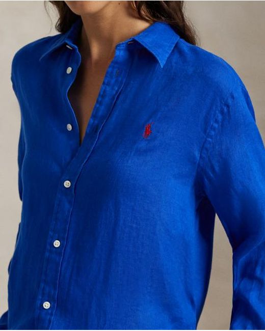 Polo Ralph Lauren Blue Classic Fit Linen Shirt