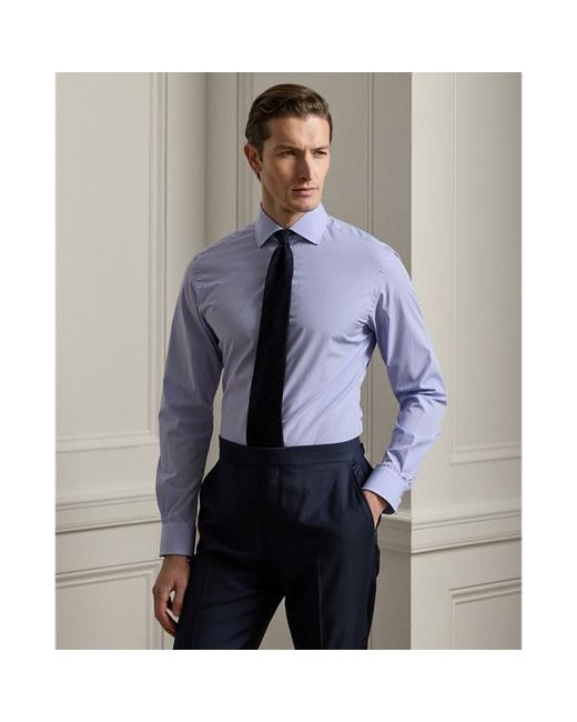 Camicia in twill con motivo mini-vichy di Ralph Lauren in Blue da Uomo