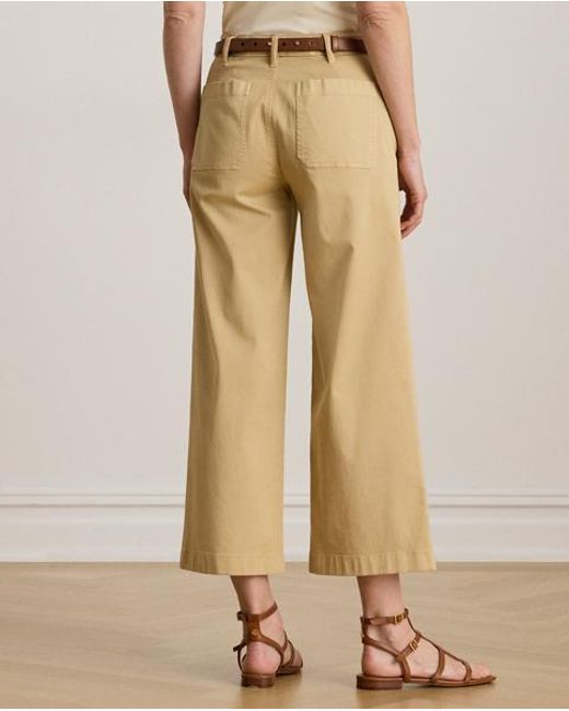 Ralph Lauren Cropped Chino Broek Met Wijde Pijp in het Natural