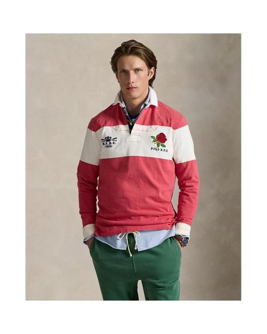 Maglia da rugby ricamata Classic-Fit di Ralph Lauren in Red da Uomo