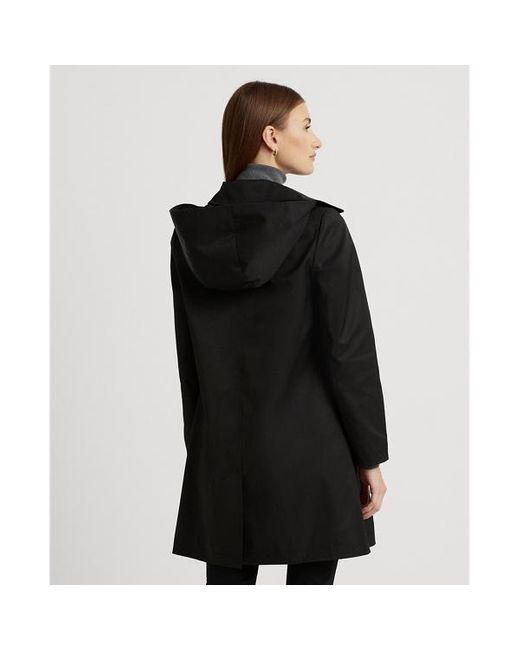 Cappotto balmacaan con cappuccio di Lauren by Ralph Lauren in Black