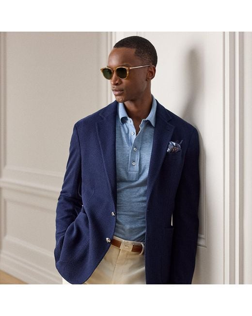 Ralph Lauren Blue Hadley Hand-Tailored Herringbone Jacket for men