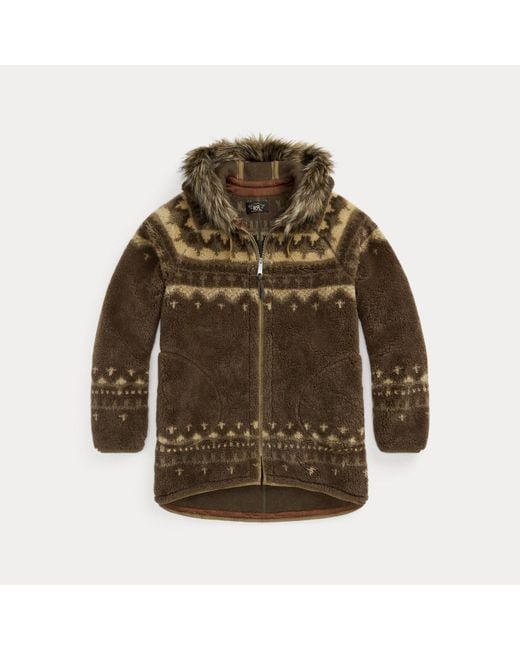 RRL Fleecejacke Mit Kunstpelzbesatz in Green für Herren