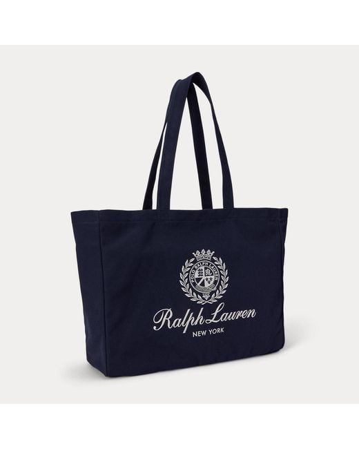 Polo Ralph Lauren Blue Logo-Embroidered Canvas Tote Bag for men