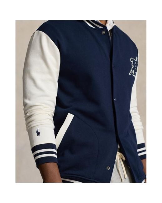 Tallas Grandes - Chaqueta de béisbol de felpa Ralph Lauren de hombre de color Blue