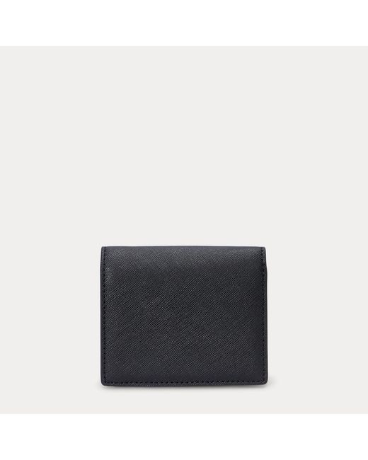 Ralph Lauren Black Compact Crosshatch Leather Wallet
