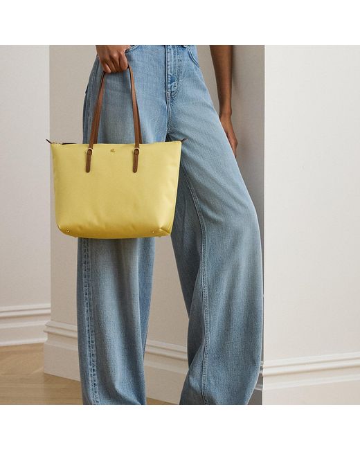 Ralph Lauren Green Medium Keaton Nylon Tote Bag