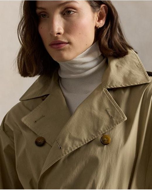 Ralph Lauren Blue Cotton-Blend Trench Coat