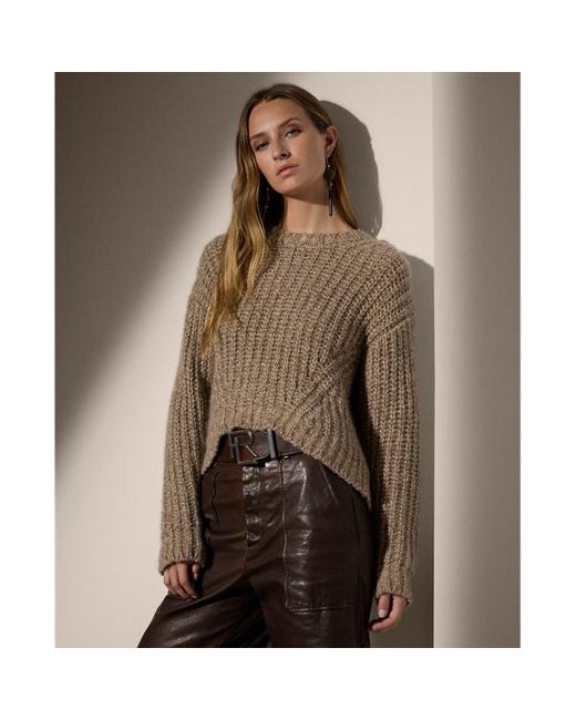 Ralph Lauren Brown Rib-knit Mouliné Cashmere-silk Jumper