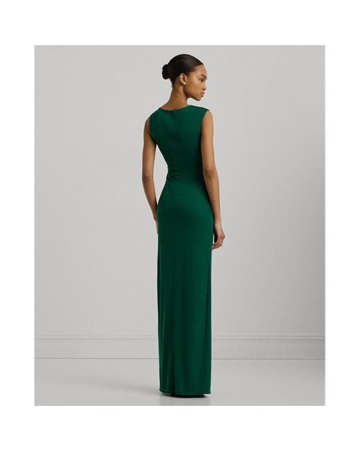 Ralph Lauren Green Stretch Jersey Sleeveless Gown