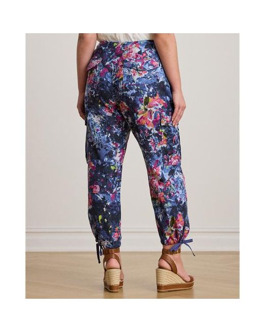 Ralph Lauren Blue Ralph Lauren Print Linen Cargo Ankle Pant