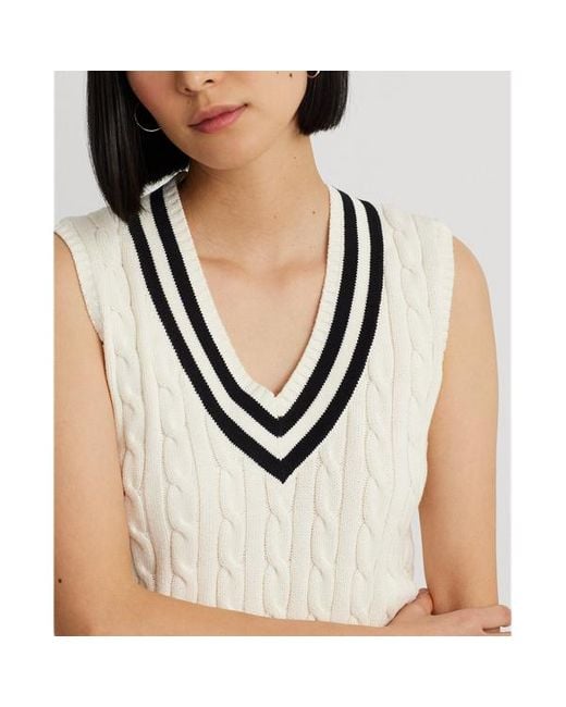 Lauren by Ralph Lauren Black Ralph Lauren Cable-knit Cotton Cricket Sweater Vest