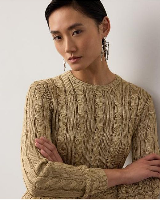 Ralph Lauren Natural Ralph Lauren Cable-Knit Silk Crewneck Sweater