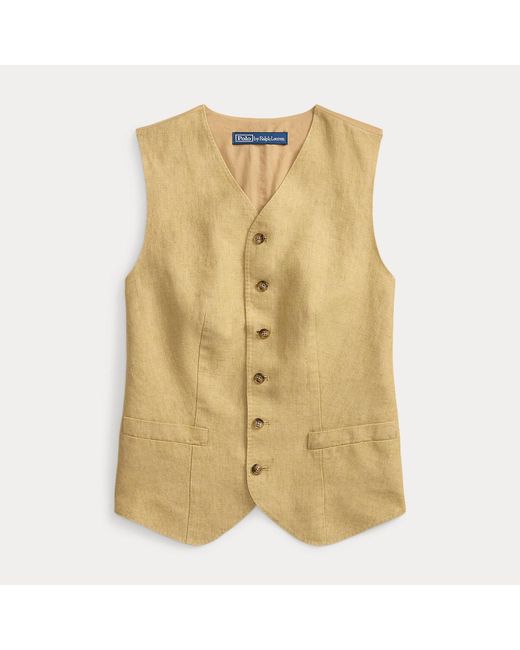 Ralph Lauren Green Buttoned Délavé Linen Waistcoat