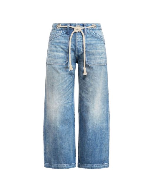 Polo Ralph Lauren Blue Wide-leg Crop Jean